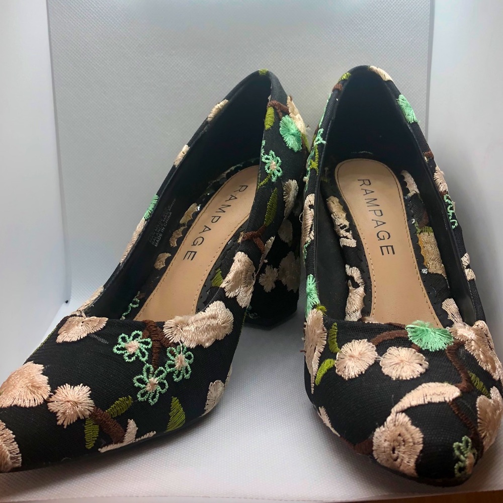 Unique Embroidered Block Heels
